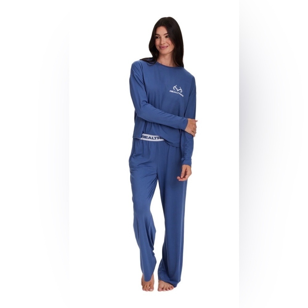 🦌REALTREE Women's 1X Long Sleeve Wide Leg Pant Pajama Lounge Sleep Set Pockets 😍 - Picture 3 of 8
